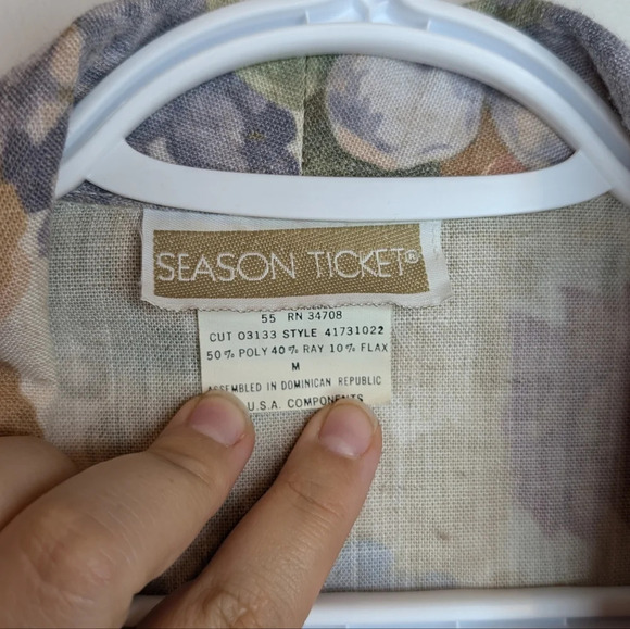 Vintage Season Ticket Woman Medium Floral Textured Print  Button Front Blazer - Picture 3 of 12